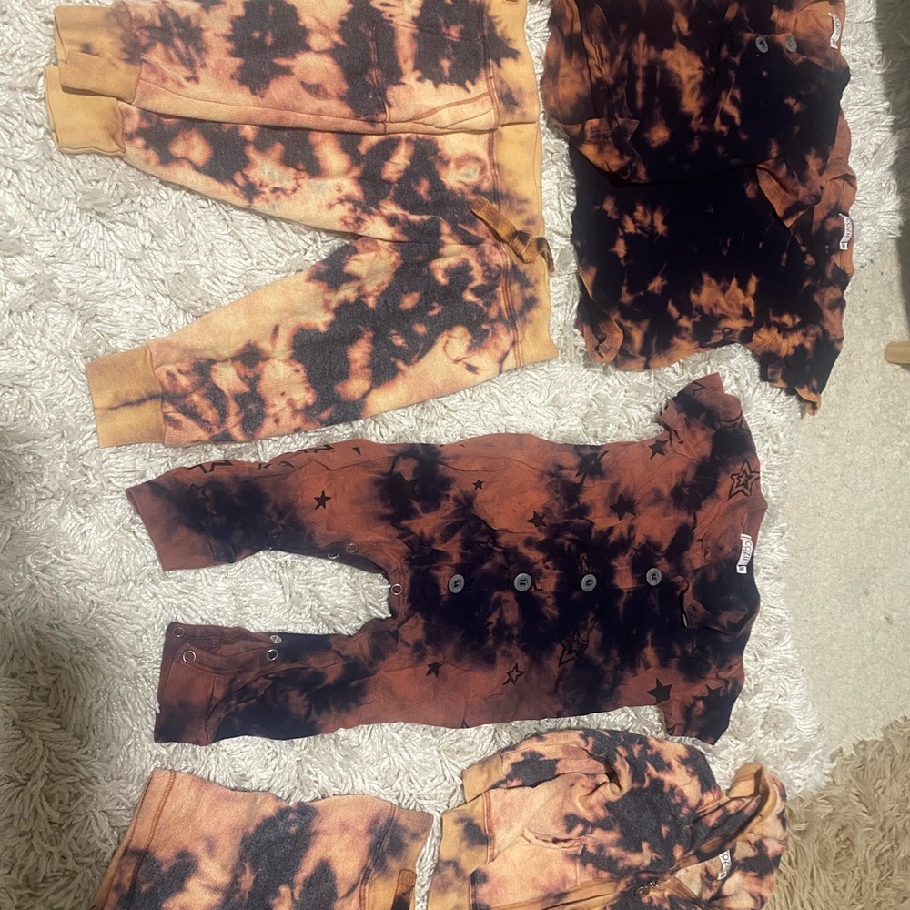 Size 6-12 mon - Cozii brand Tie-Dye clothes - hoodie, joggers, romper, tees
